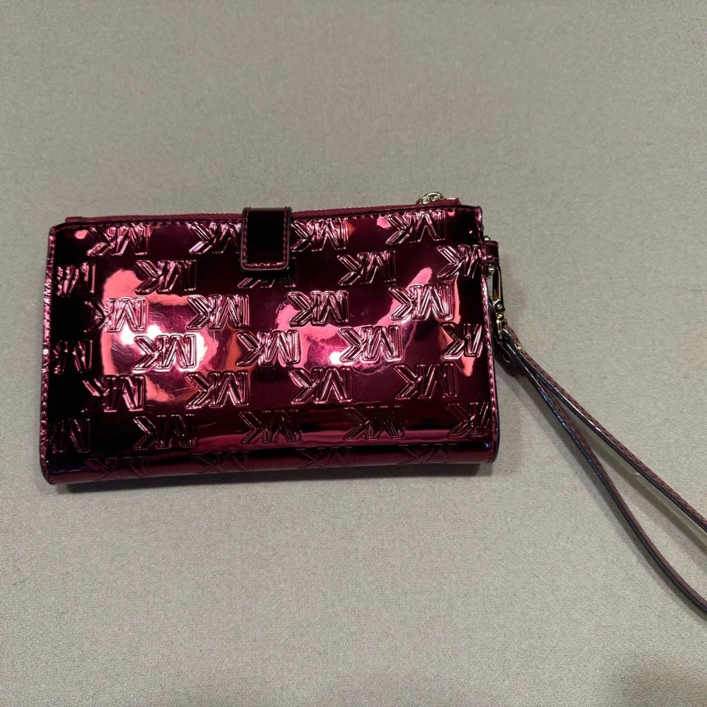 NWT MICHAEL Michael Kors Metallic Red Clutch - Picture 3 of 12